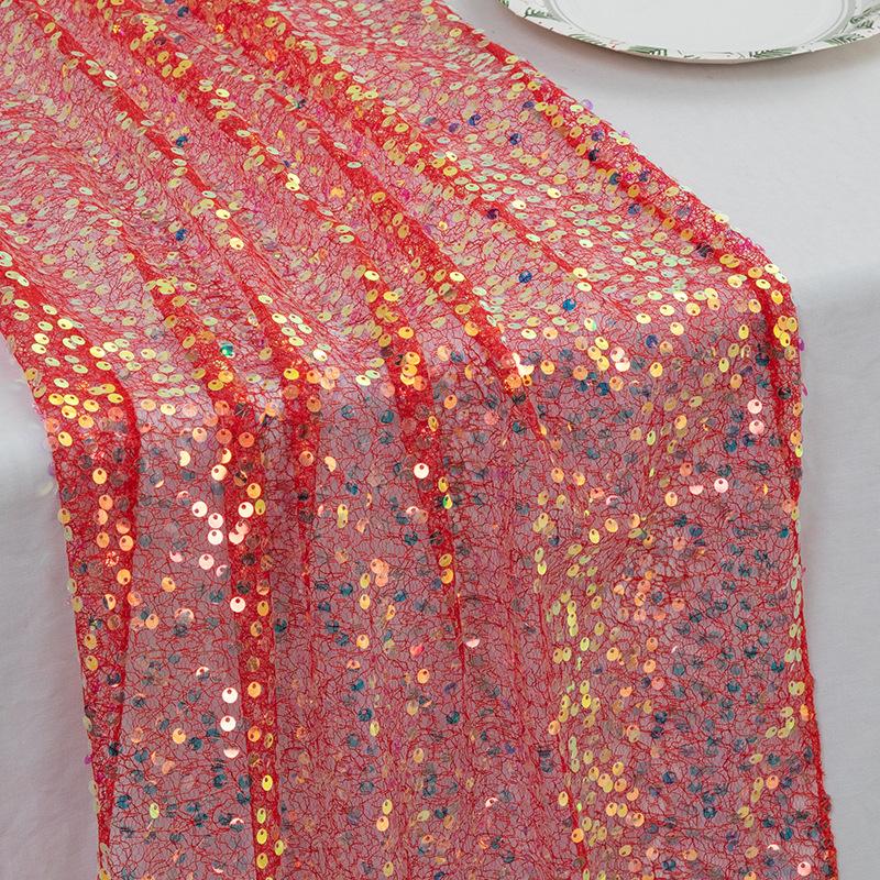 Mermaid Glitter Sequin Table Runner, Sparkly Tulle Tablecloth for Wedding Birthday Party Decoration