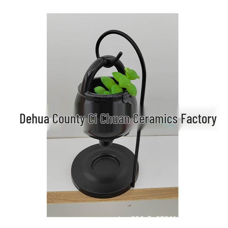 Керамическая аромалампа-капля с железным крючком и корзинкой для ведьминого зелья