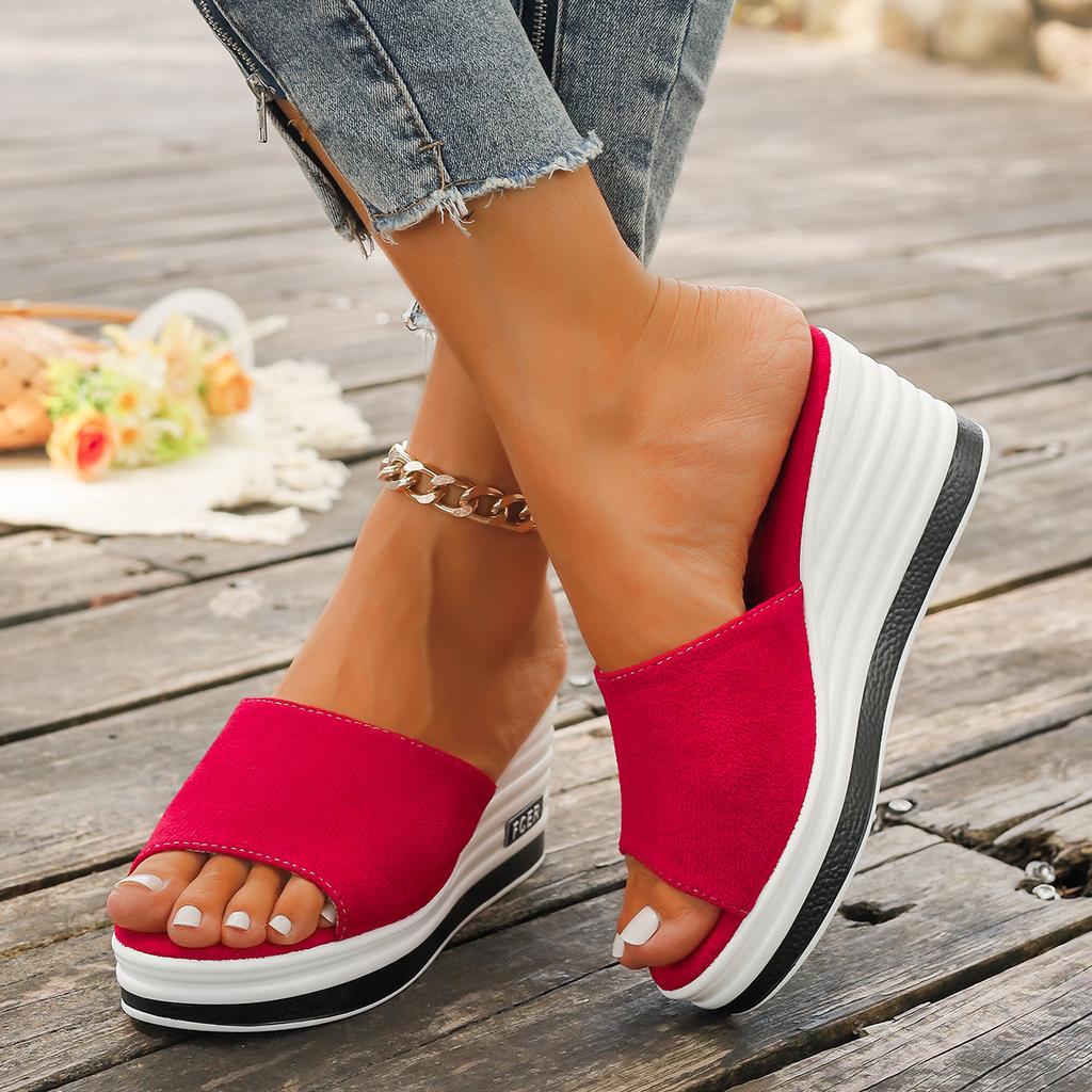 2025 Новая Мода Рыбий Носок Клиновидный Каблук Модные Повседневные Женские Сандалии с Ремешками