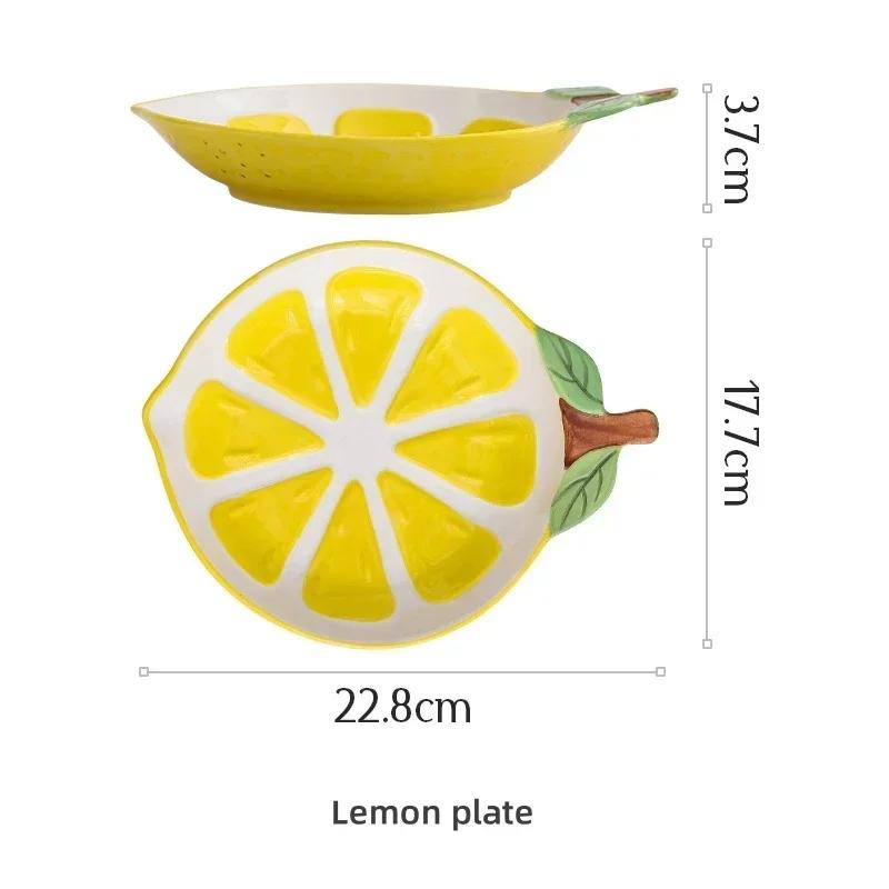 Fruit Shape Hand-painted Ceramic Tableware Pineapple Strawberry Lemon Shape Rice Bowl Fruit Salad Plate Dessert Cake Dish