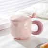 Milk Fufu Mug with Lid Spoon Cute Girl High-looking Ceramic Coffee Cup Couple Office Breakfast Cup