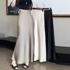 2024 Satin High-Waist Fishtail Midi Skirt - Women's Spring/Autumn Draped A-line