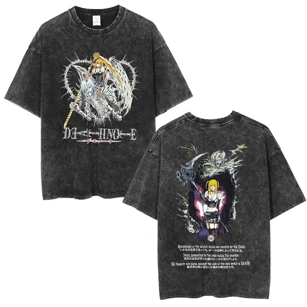 Death Note Ryuk Yagami Light Vintage Washed T Shirt Oversized Women Men Cotton Tshirt Fashion Short Sleeve Tshirts Streetwear