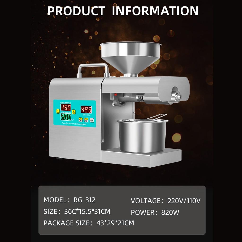 Автоматический пресс для масла из нержавеющей стали, светодиодный цифровой гидравлический пресс с контролем температуры, экстрактор арахиса с кунжутным маслом