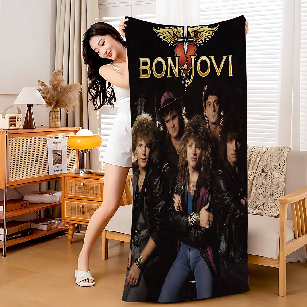 Hot Rock Band B-Bon Jovies Microfiber Blanket Quick Drying Beach Towels Oversized Printing Super Absorbent Pool Towel Blanket