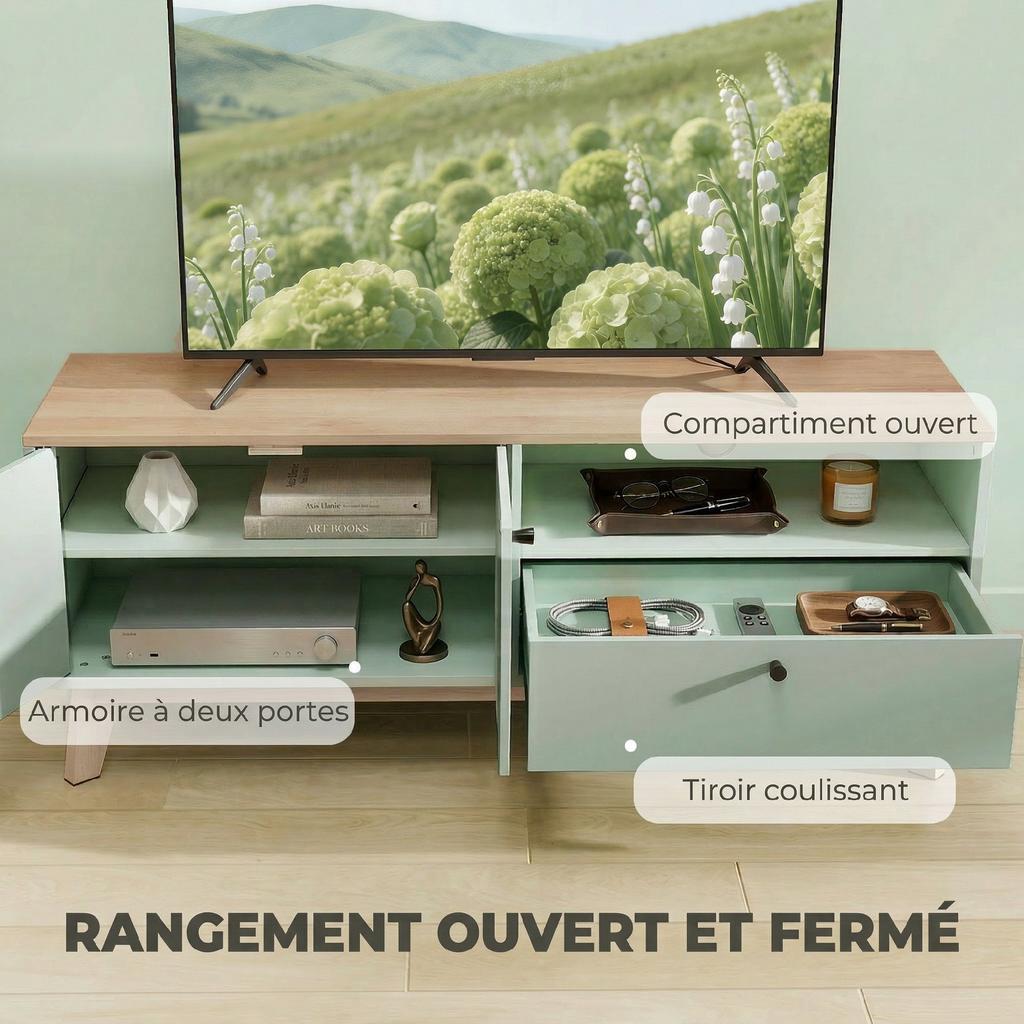 TV Stand Cabinet for Television up to 36 Inch, Modern TV Unit with 2 Doors, Entertainment Center with Adjustable Shelf