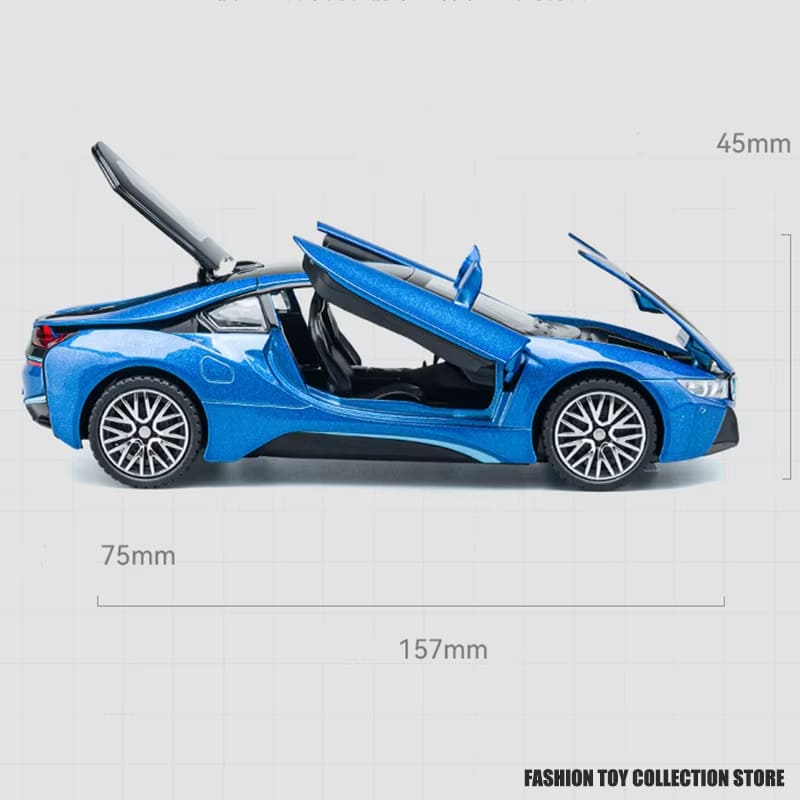 1:32 I8 Модель автомобиля из сплава, высококачественная имитация литой игрушки со звуком и светом, инерционный автомобиль, украшение, игрушка для детей, мальчиков, коллекция украшений