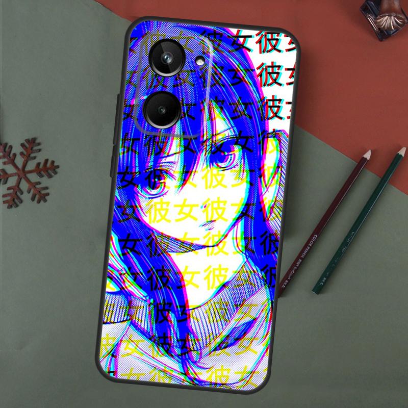 Грустный Аниме Эстетика Сэмпай Чехол Для Realme C67 C51 C75 C63 C61 C65 C55 C53 C35 C71 11 12 13 14 Pro Plus GT6 GT7 15 Pro