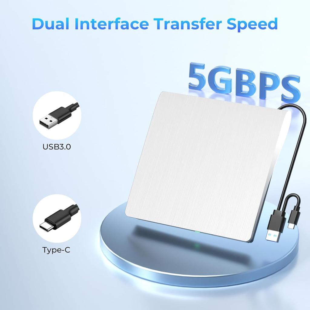 Внешний Blu-ray привод Поддержка дисков 50 ГБ Чтение/Запись Портативный USB 3.0/Type-C Blu-ray Записывающее устройство для Windows MacOS Ноутбука Настольного компьютера Mac