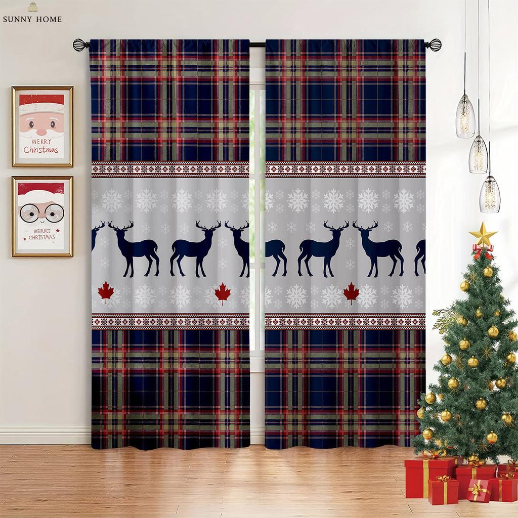 Рождественские украшения Шторы Санта-Клаус Камин Детская комната Гостиная Кабинет Окно Затемнение Теплоизоляция Шторы