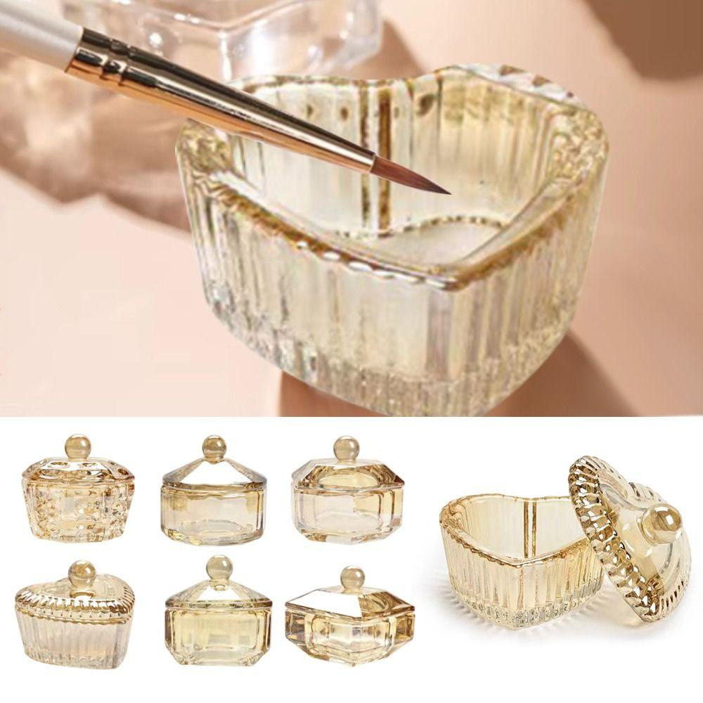 Crystal Glass Dappen Dish Acrylic Glass Cup w Cap Accessories Liquid Powder Glass
