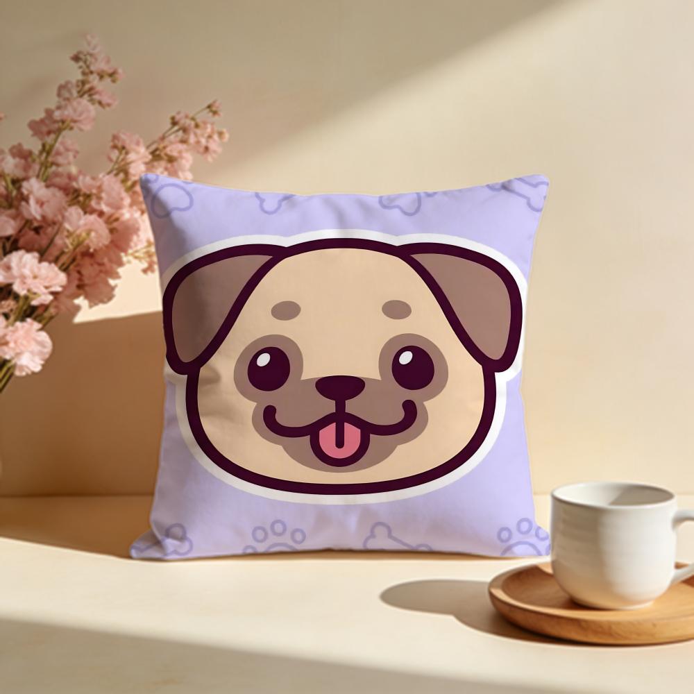 Lovable Sweet Heart Pug Cushion Cover Soft Pillow Cases for Home Bedroom Living Room Sofa