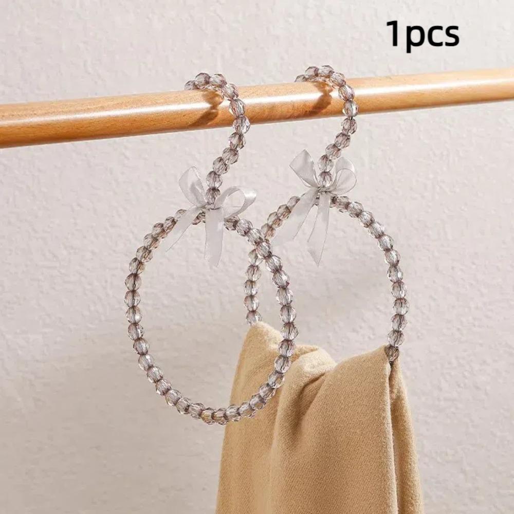 Imitation Pearl Beaded Bow Clothes Hanger Round Shape Scarf Ring Hanger Dress Hanger Home
