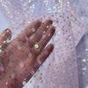 Diamond Grid Sequin Mesh Fabric for Wedding Dress Headwear Decoration Fabrics By The Meter Diy Sewing Material Cloth
