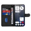 For Nothing Phone (3a) Wallet Case Leather Phone Cover Stand with Curved Line Design -  Black
