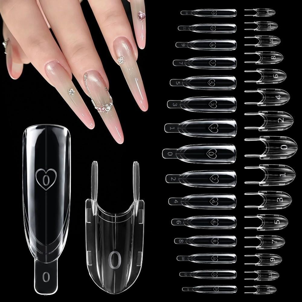 120pcs Clear Sandwich Dual Nail Form Rocket Shape Nail Form Mold Dual Nail Forms for Builder Gel