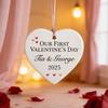 Personalised Our First Valentine's Heart Ornament Ceramic Hanging Love Valentines Day for Him Her Wife Husband Newlywed Couple