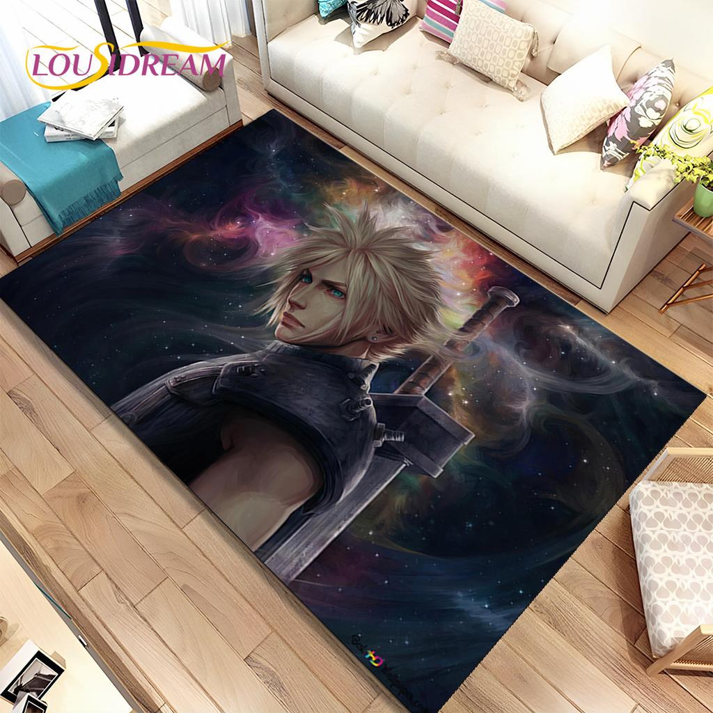 Final Fantasy Series Games Area Rug,Carpet Rug for Home Living Room Children's Bedroom Sofa Doormat Decor,Non-slip Floor Mat 3D