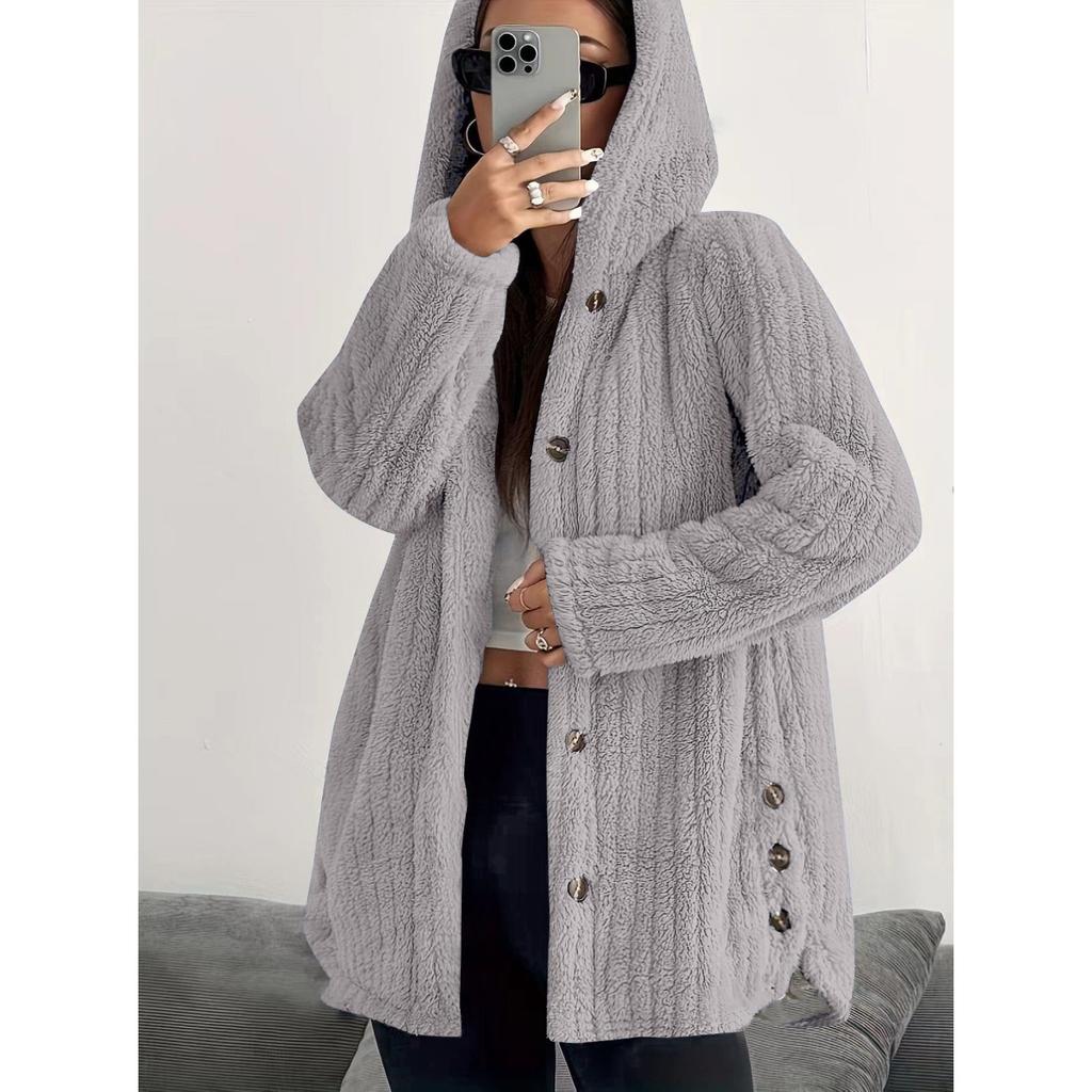 Женская однотонная толстовка с капюшоном и длинными рукавами, свободная, плюшевая, для осени и зимы