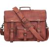 18-дюймовая ретро-сумка для ноутбука из козьей кожи, офисный портфель, сумка для колледжа для мужчин и женщин (Коричневый 18 дюймов)