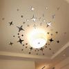 50Pcs Removable 3D Star Shape Mirror Effect Popular Home Decor Wall Art Decals Stickers (Color: Silv