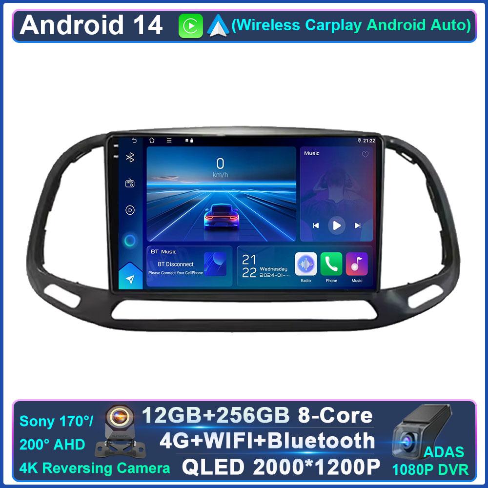 Android 14 For Fiat Doblo 2015 2016 2017 2018 2019 2020 GPS Car Radio Multimedia Video Player Stereo Navigation 4G Wifi Camera