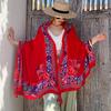 Red print ladies spring autumn summer outdoor sunshade sunscreen shawl scarf silk scarf travel photo shawl tassel