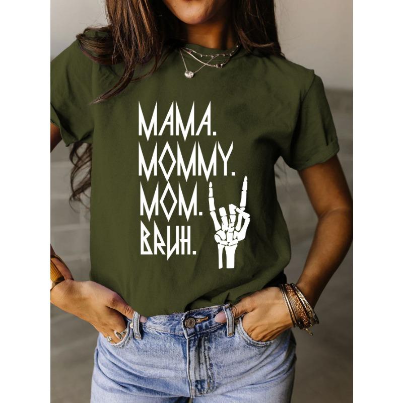 Летняя футболка с принтом MAMA MOMMY из чистого хлопка, с круглым вырезом, свободного кроя, с короткими рукавами, модная женская