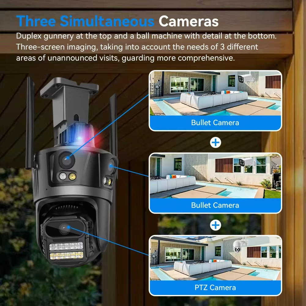 LS VISION Три объектива, три экрана, 9 МП, 6K HD PTZ, Wifi IP-камера, два объектива, два экрана, 4K, 8 МП, автоматическое отслеживание движения, беспроводная камера ICsee