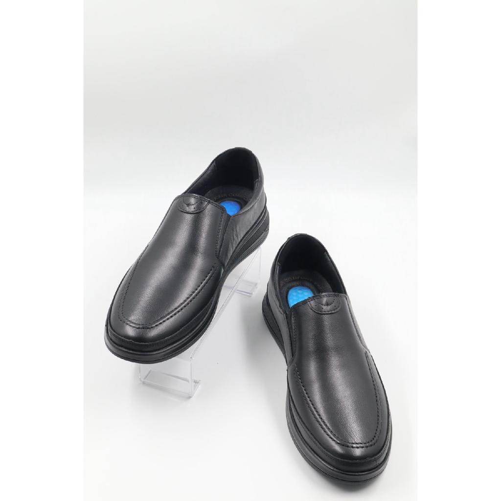 Мужские ультра удобные гелевые черные повседневные туфли для пап из натуральной кожи