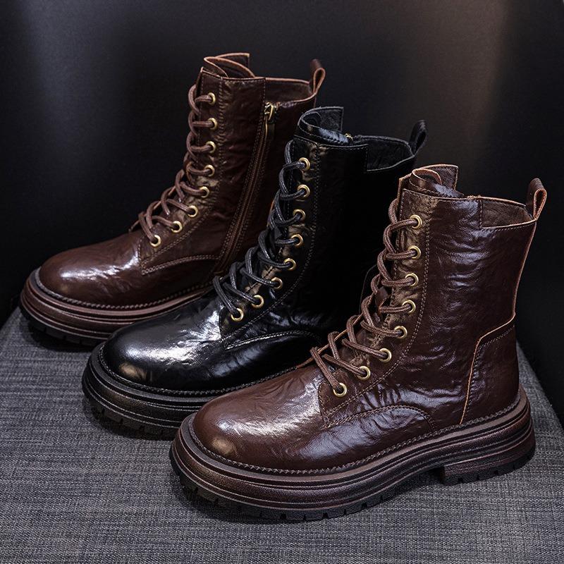 Ботинки Martin Boots с толстой подошвой, увеличивающие рост, кожаные туфли