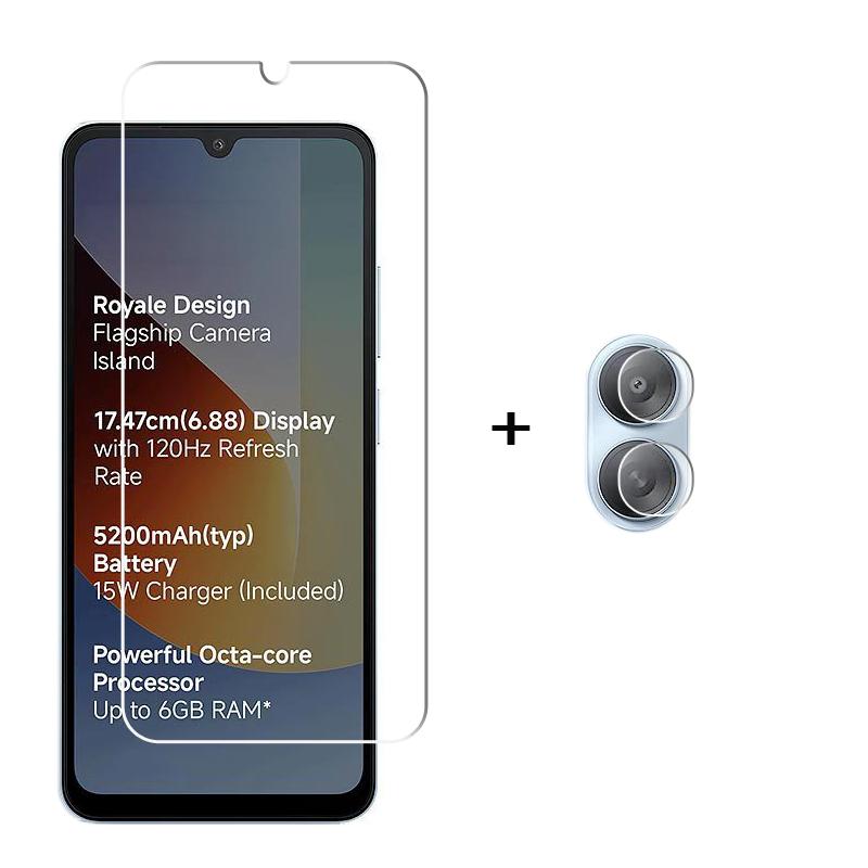 6-в-1 Полное клеевое стекло для Poco C81x Защитное стекло для экрана Xiaomi Poco C81x Закаленное стекло HD Защитная пленка для объектива телефона Poco C81x