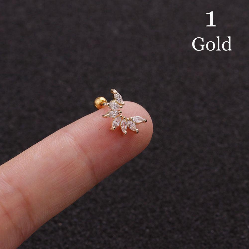 Body Jewelry Cz Zircon Star Leaves Cartilage Ear Stud Helix Tragus Piercing Earring Stainless Steel