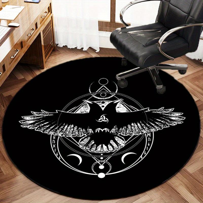 Viking Crow Round Rug Nonslip Area Rug Office Chair Mat Carpet Perfect For Bedroom Living Room Office Easy Clean Aesthetic Home Decor