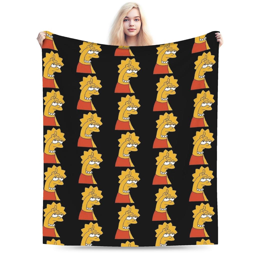 Funny S-Simpsons Cartoon Characters Warm Cozy Blanket Funny Picnic Throw Blanket Home Decor Flannel Bedspread Sofa Bed Cover