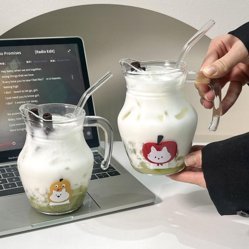 500Ml Original Kitten Glass Tie Pot Glass Juice Cup Fruit Tea Beverage Cup Wine Mug Personalized Coffee Pot Cold Drink Cups