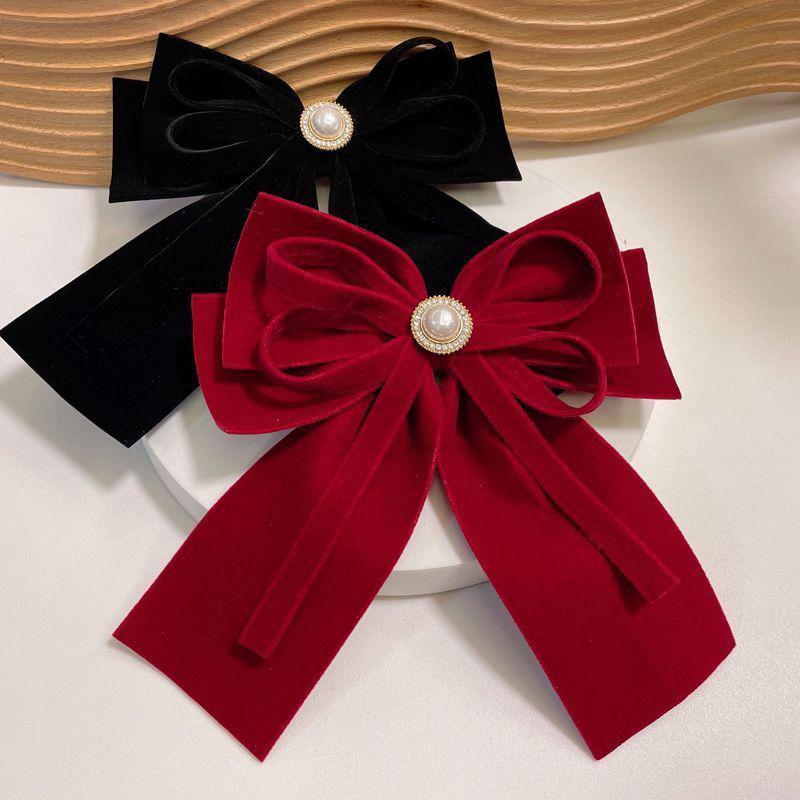 Elegant Velvet Bow Hair Clip Ribbon Bowknot Ponytail Barrette Hair Pin Women Girls Wedding Party Hair Accessories