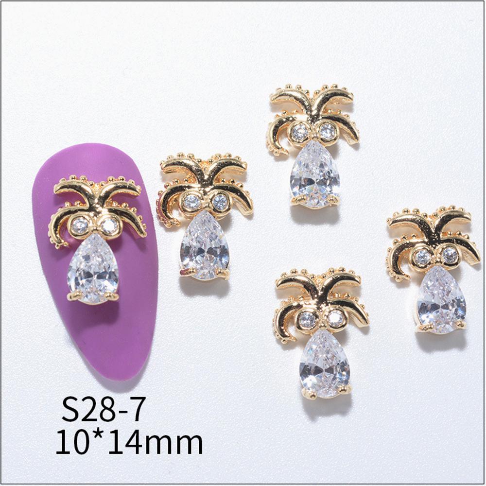 Luxury Gold Flower Nail Art Decorations Metal Crystal Nail Rhinestones Nail Zircon Pendant Chain Nail Jewelry