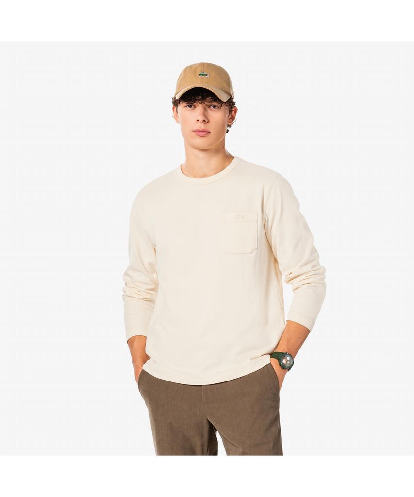LACOSTE Мужская футболка с круглым вырезом, карманом и длинным рукавом, легкий флис Th367E-55N Xfj