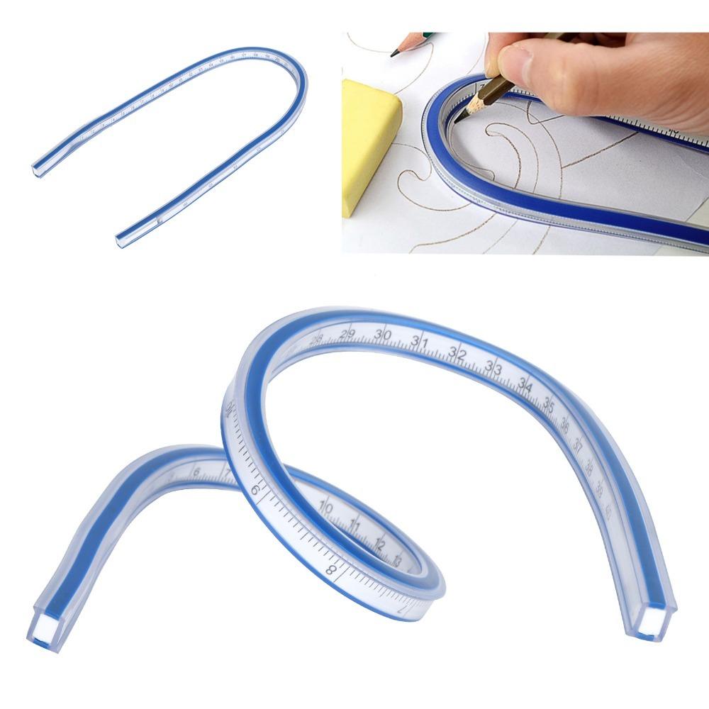 Double Side Plastic Metric Ruler Bendable Soft Measuring Tool Durable Flexible Curve Ruler Drawing