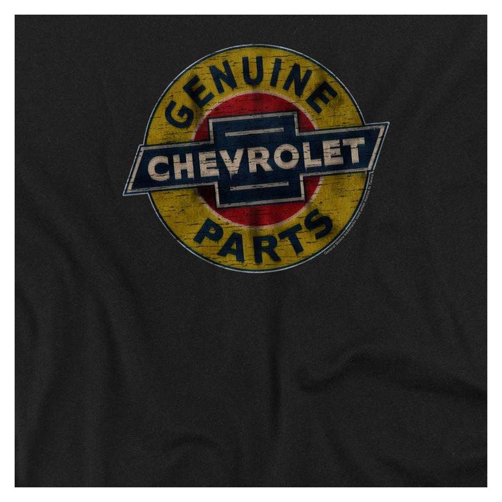Chevrolet Mens Genuine Chevy Parts Sign Distressed Long-Sleeved T-Shirt