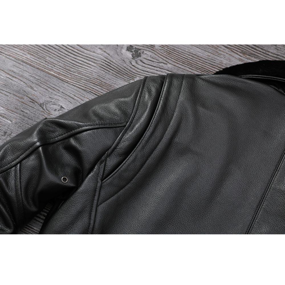 Китайский размер Мужская кожаная куртка из натуральной коровьей кожи с воротником из натурального меха Летные куртки Мужские пальто из коровьей кожи Зимняя одежда ВВС