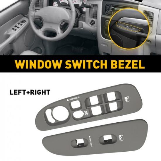 Gray Window Bezel Switch 2X Control Panel Fit Dodge Ram 02-10 1500-3500