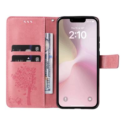 Для iPhone 16e Чехол для телефона с подставкой Узор Кошачье дерево Кожаный кошелек Чехол для мобильного телефона