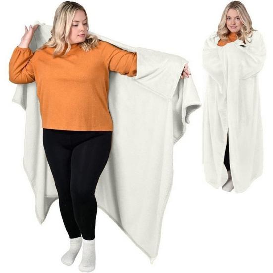 Фланелевое носимое одеяло-пончо Мягкое одеяло-накидка с карманами для рук Теплая уютная накидка-одеяло для взрослых Дом Офис Путешествия Комфорт