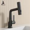 Black Waterfall Basin Faucet Lift Up Down Stream Sprayer Hot Cold Water Sink Mixer Wash Tap For Bathroom 3228