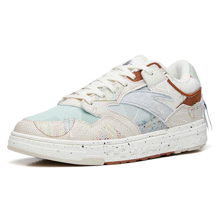 Anta Abrasion Resistant Low top Skateboard Shoes Women's Beige Blue 122218050S-1