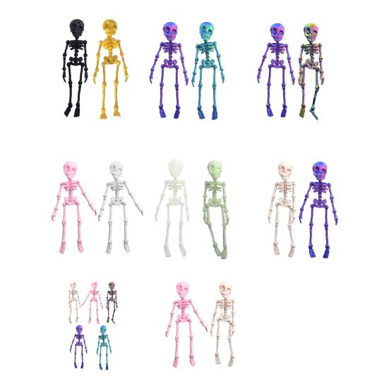 2/5Pcs 3D Printed Skeleton Refrigerator Magnet Halloween Poseable Skeleton Figurine