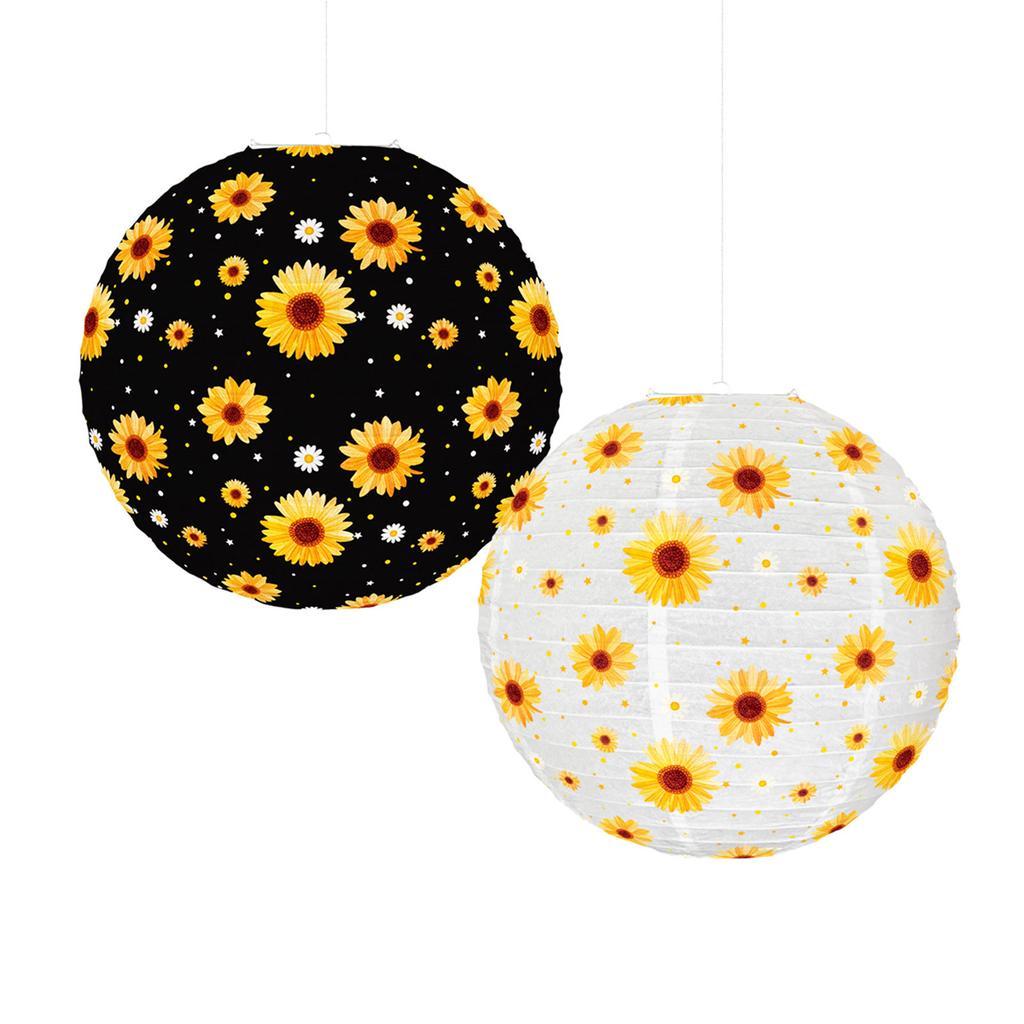 6Pcs Stylish Sunflower Paper Lanterns 8 Inch Hanging Round Lanterns for Indoor and Outdoor Party Decorations