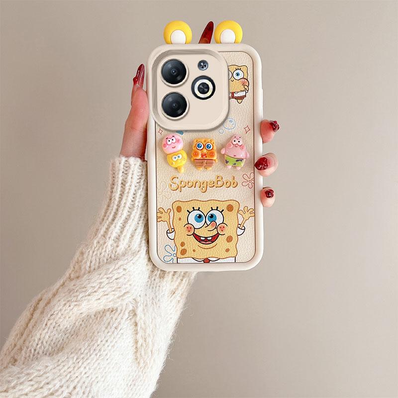 KEYSION Милый чехол с 3D-мультяшным изображением уха для TECNO Spark Go 2024 20 20C с браслетом, силиконовый противоударный чехол для телефона Tecno Pop 8